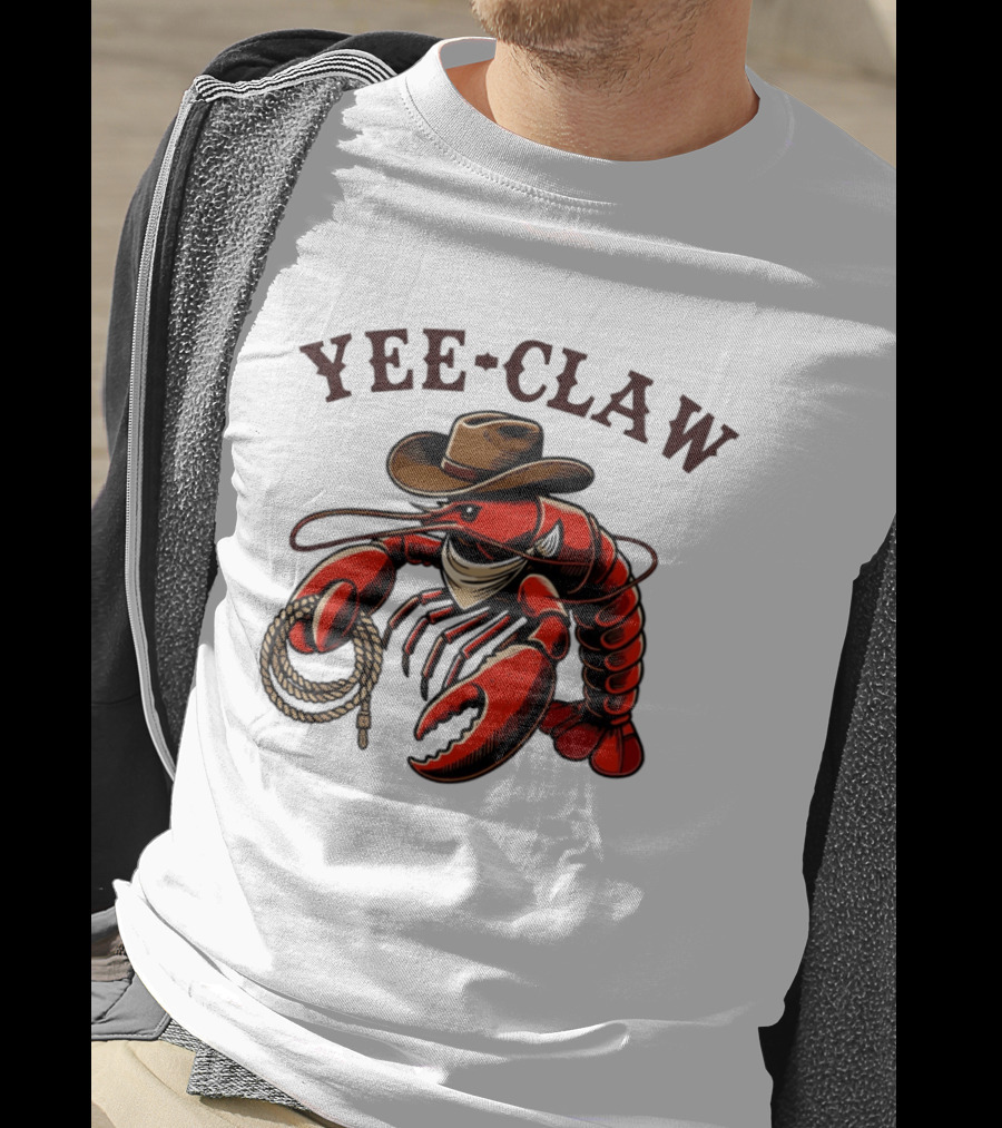 Yee Claw Lobster Cowboy Western Crawfish T-Shirt