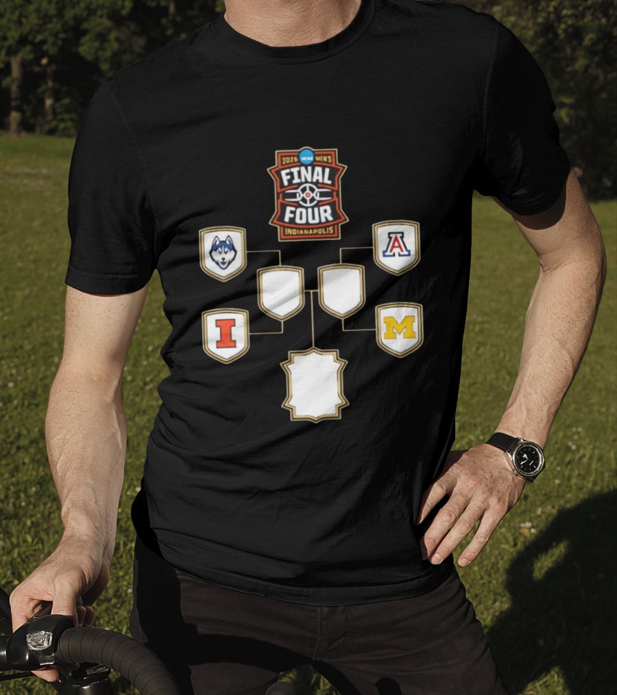 2026 NCAA Men's Final Four Indianapolis UConn Arizona Illinois Michigan Basketball Bracket T-Shirt