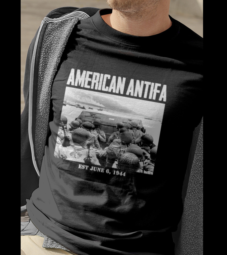 American Antifa Est June 6 1944 D Day Historical Reference T-Shirt