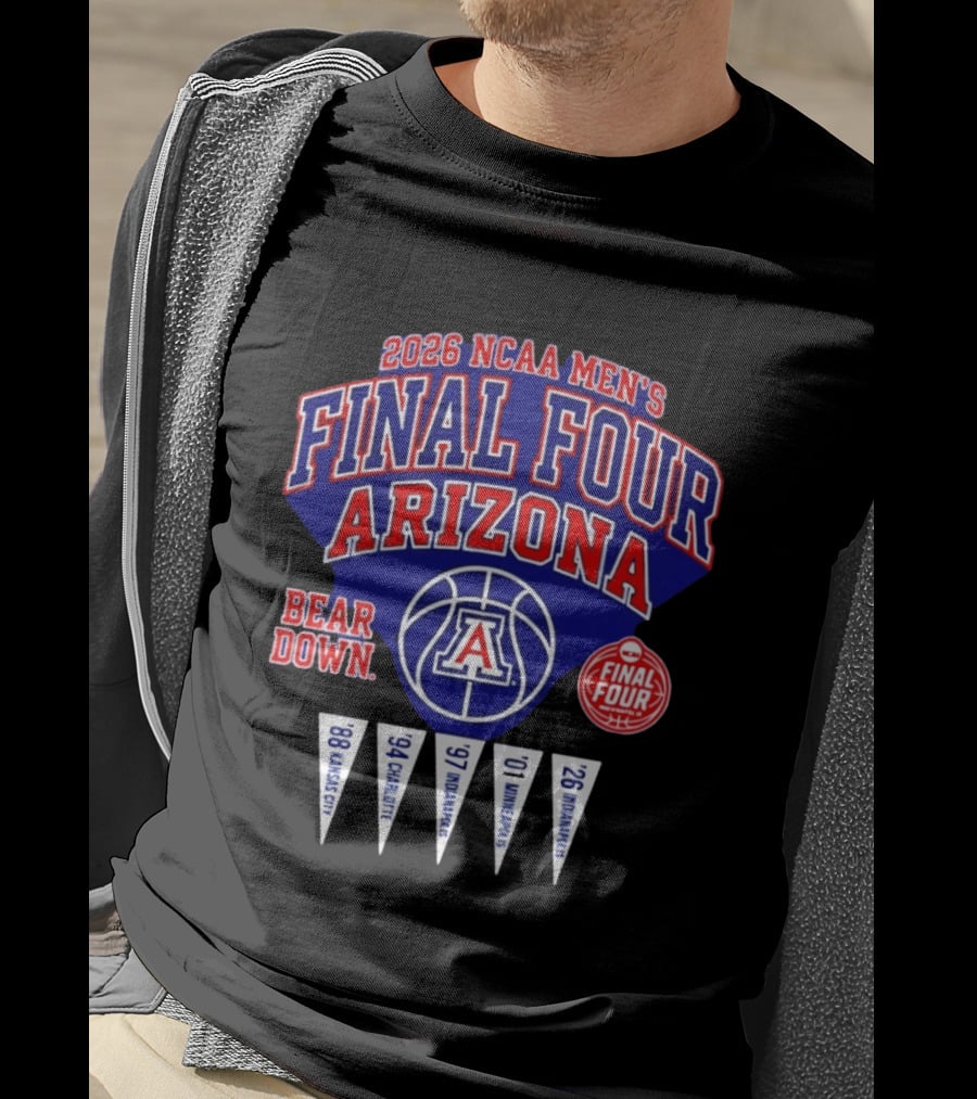 2026 NCAA Men's Final Four Arizona Wildcats Bear Down Basketball T-Shirt