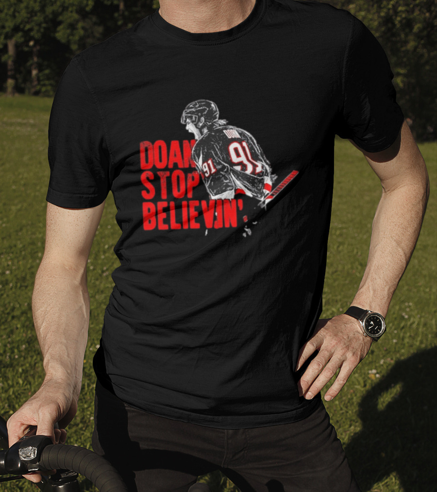 Josh Doan Stop Believin' Number 91 NHL Hockey T-Shirt