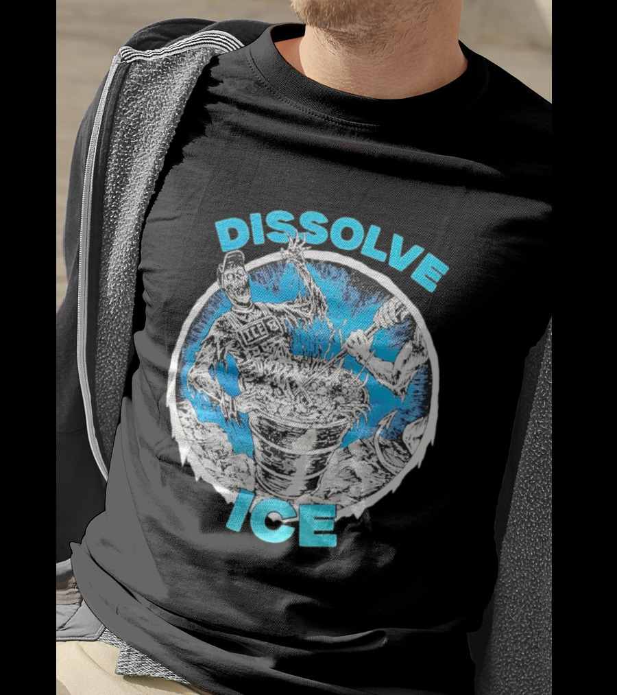 Dissolve ICE Abolish ICE Skeleton Melting In Cauldron With Ghostly Figure T-Shirt