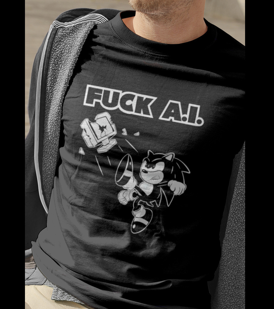 F*ck AI Hedgehog Kick Anti AI T-Shirt