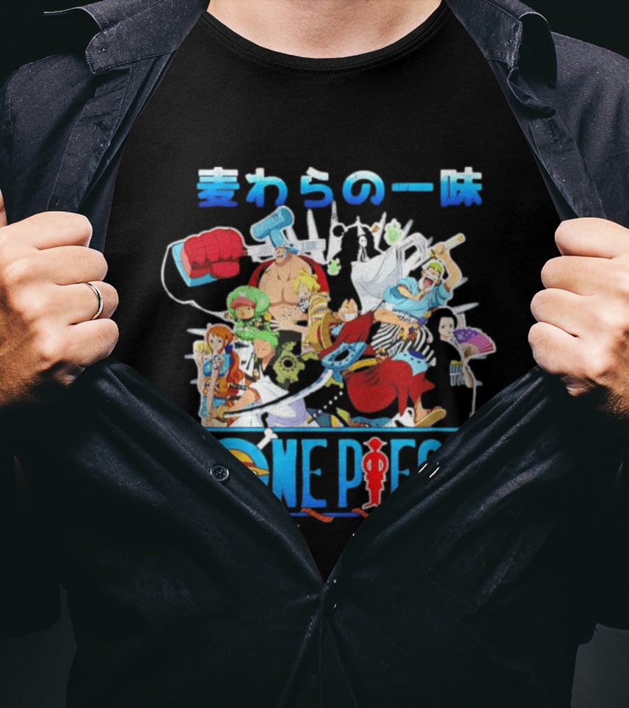 One Piece Anime Straw Hat Crew Cast Collage T-Shirt