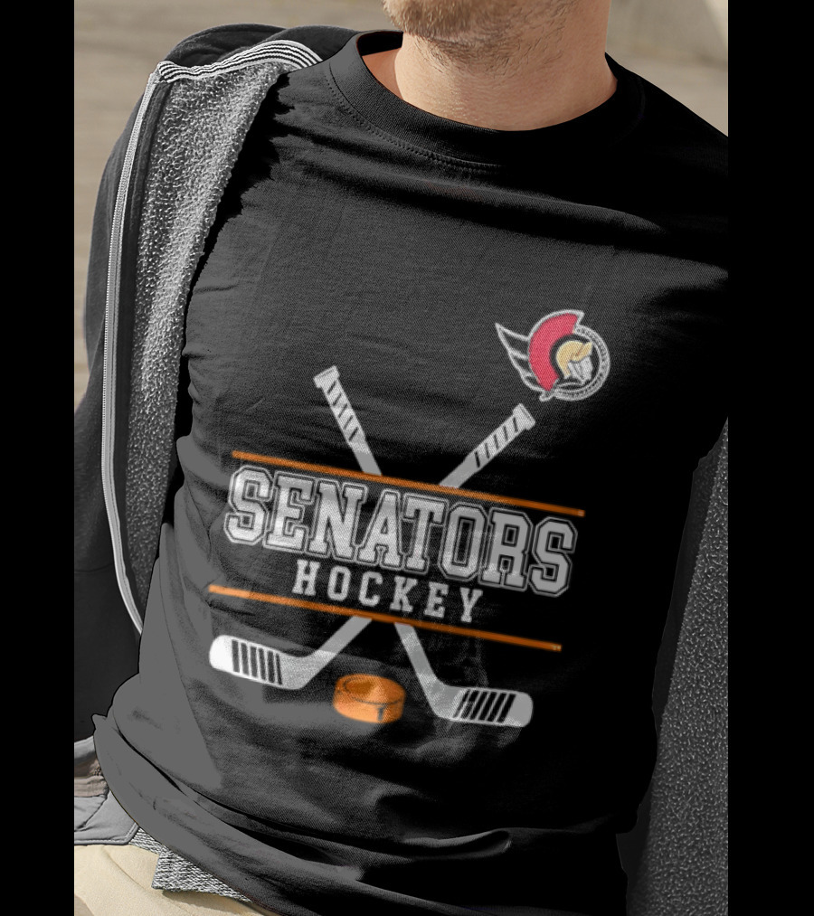 Ottawa Senators Hockey NHL Crossed Sticks T-Shirt