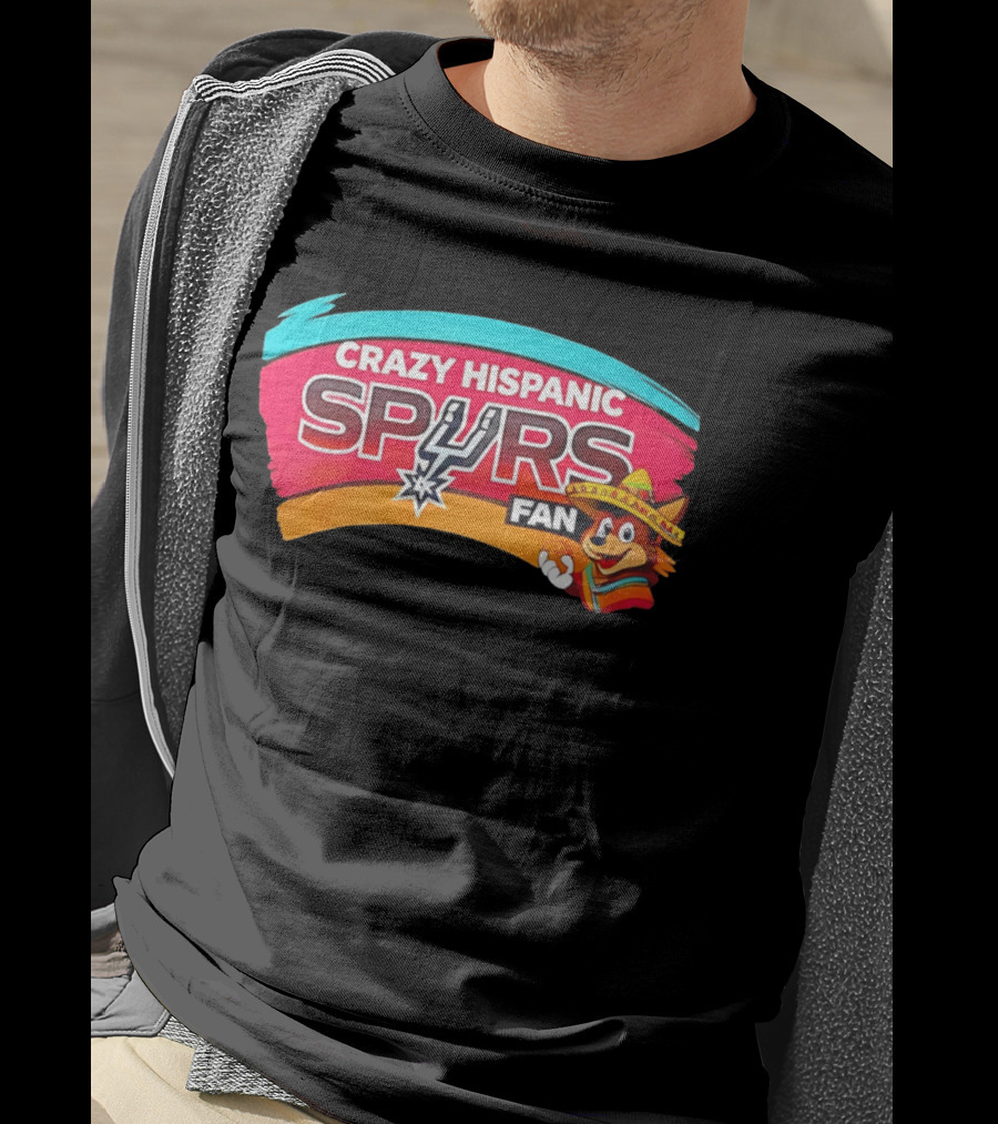 Crazy Hispanic San Antonio Spurs Fan Cartoon T-Shirt