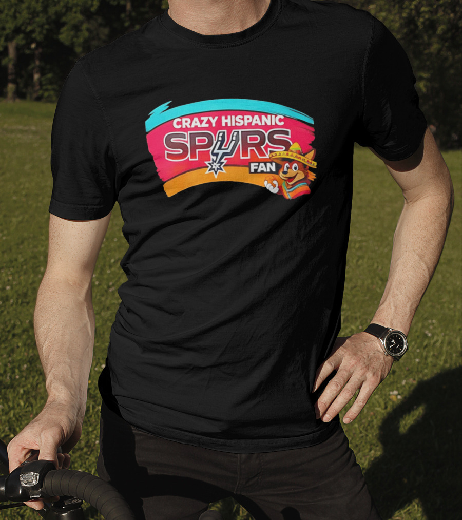 Crazy Hispanic San Antonio Spurs Fan Cartoon T-Shirt