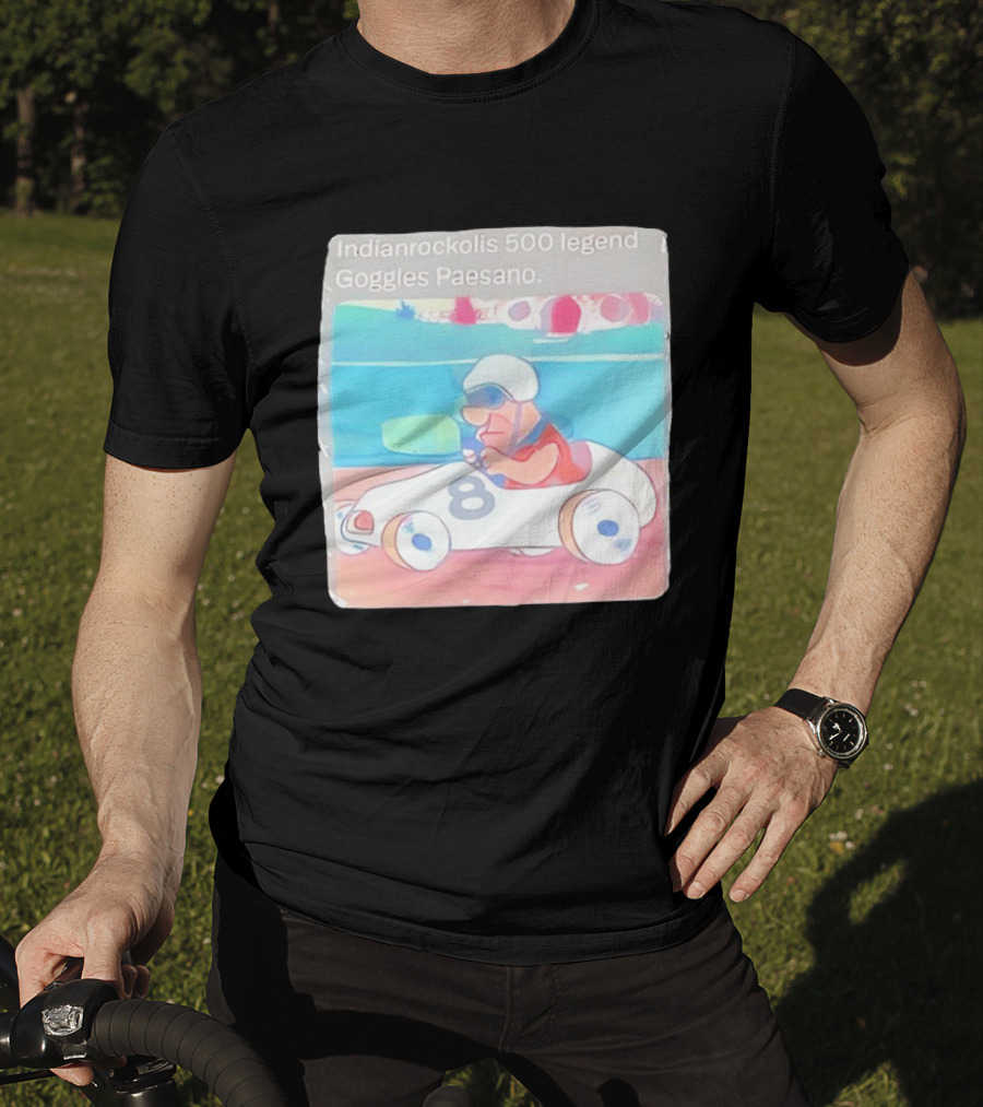 Indianrockolis 500 Legend Goggles Paesano Racing Car Number 8 T-Shirt