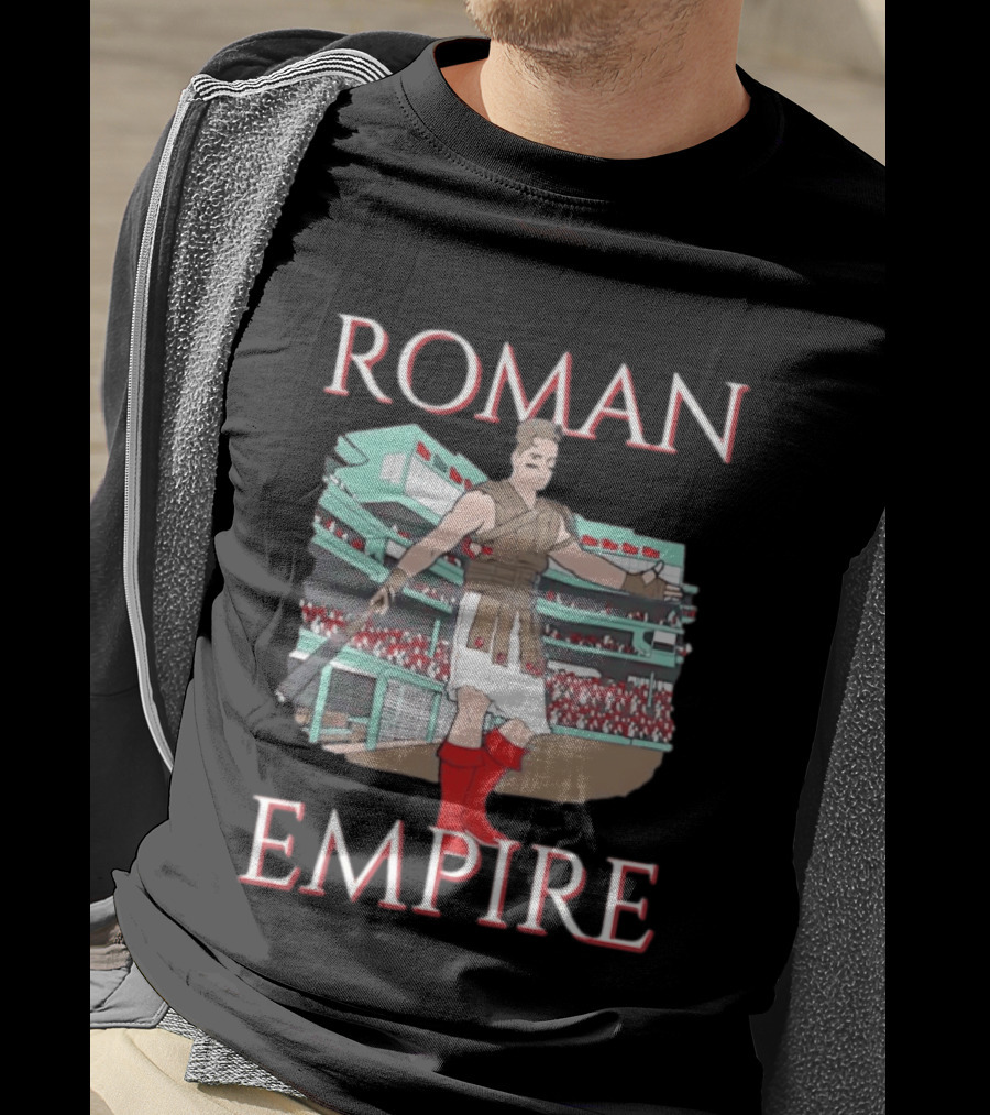 Roman Empire Baseball Field Cartoon Player In Ancient Gladiator Outfit T-Shirt