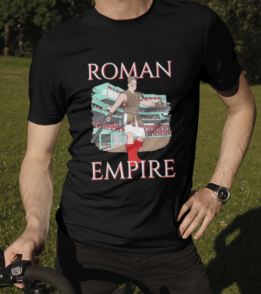 Roman Empire Baseball Field Cartoon Player In Ancient Gladiator Outfit T-Shirt