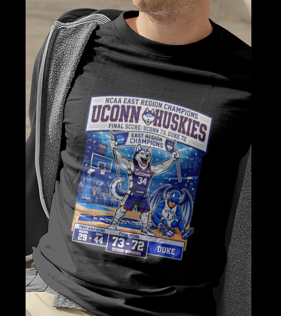 UConn Huskies NCAA East Region Champions Final Score 73 72 Over Duke T-Shirt