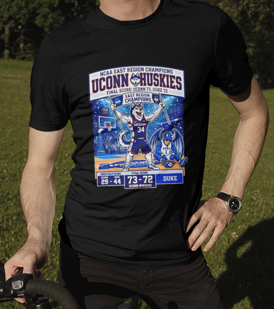 UConn Huskies NCAA East Region Champions Final Score 73 72 Over Duke T-Shirt