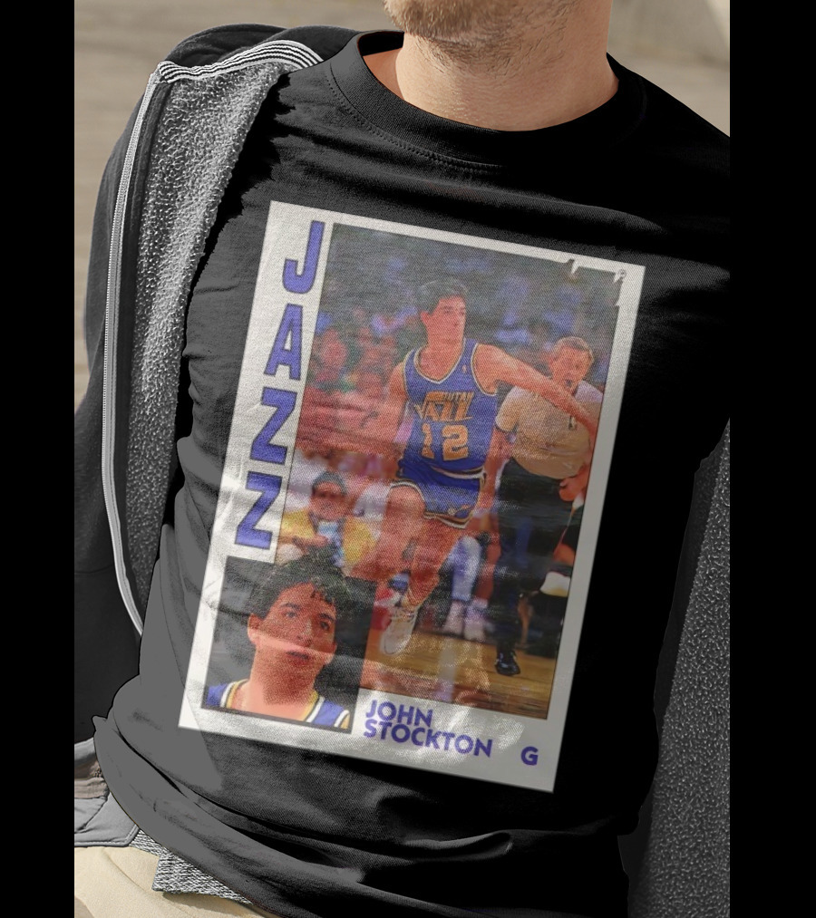 John Stockton Utah Jazz 1992 Basketball Card Vintage NBA Memorabilia T-Shirt