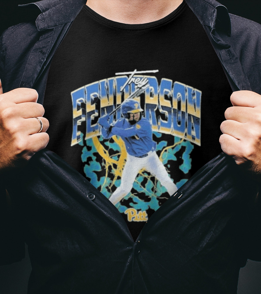 Pittsburgh Panthers Baseball Trey Fenderson Player Collage Pitt T-Shirt