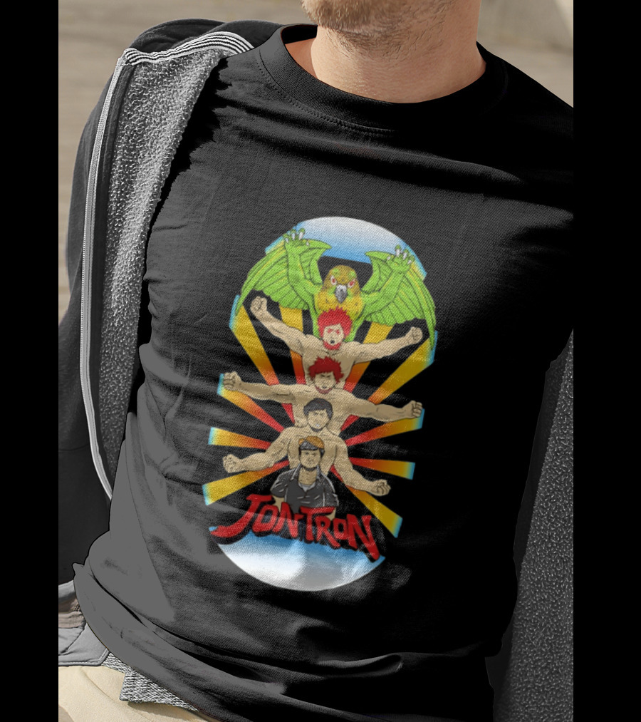 JonTron Characters Cartoon With Green Parrot T-Shirt