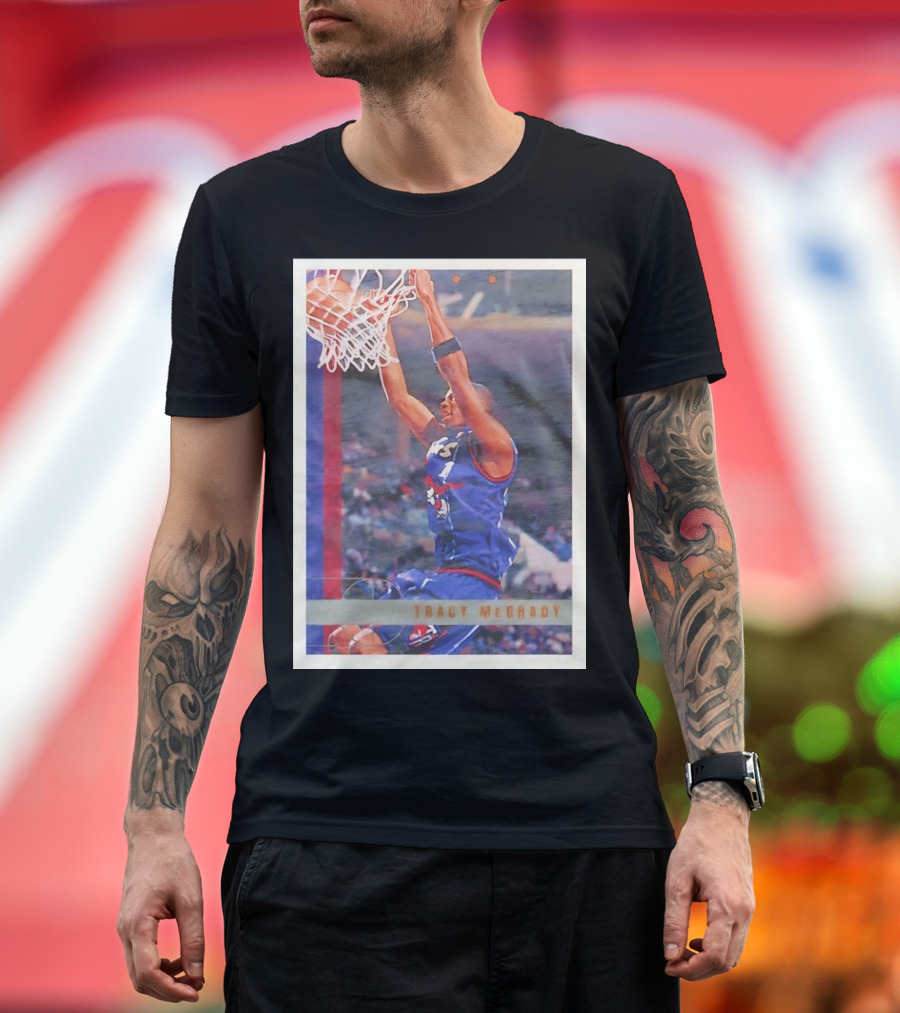 Tracy McGrady Toronto Raptors 1996 Basketball Card Dunk Slam T-Shirt