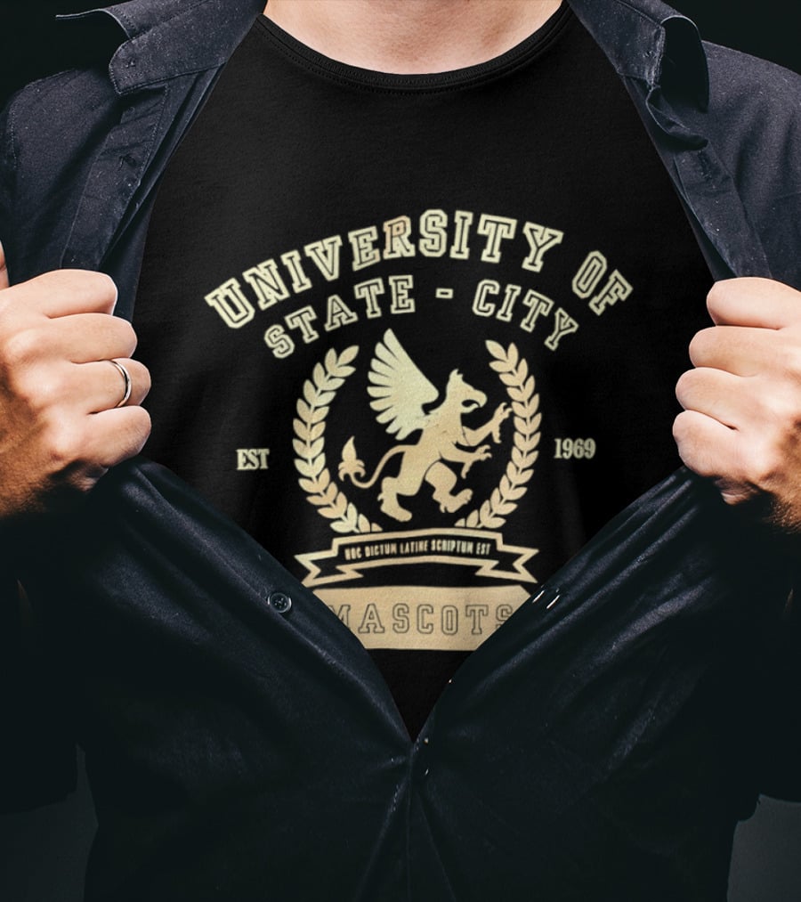 University Of State City Hoc Dictum Latine Scriptum Est Mascots 1969 Griffin T-Shirt