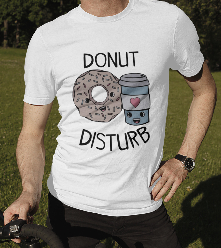 Donut Disturb Cute Coffee And Pastry Cartoon Expression T-Shirt