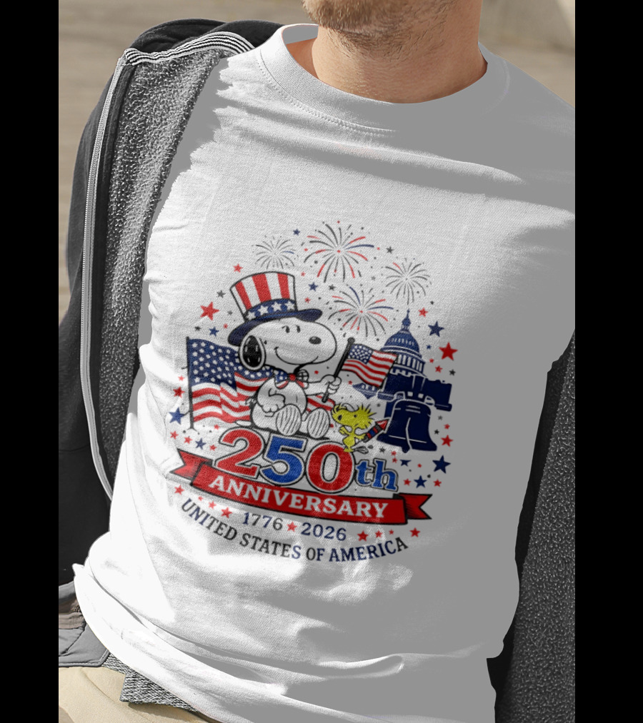 Snoopy 250th Anniversary 1776 2026 Patriotic Celebration United States Of America T-Shirt