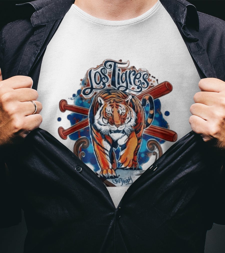 Los Tigres Detroit Baseball Tiger Art 2026 T-Shirt