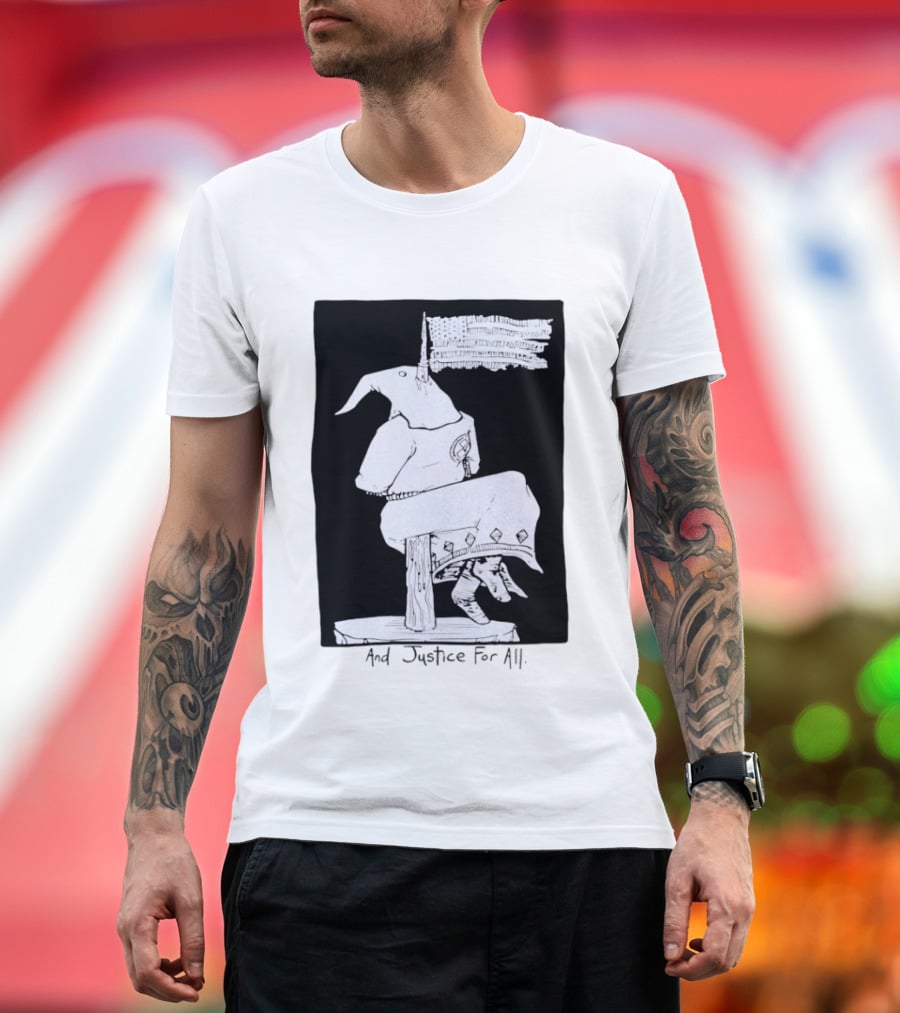Anti Ku Klux Klan And Justice For All Hanging Effigy With Flag T-Shirt