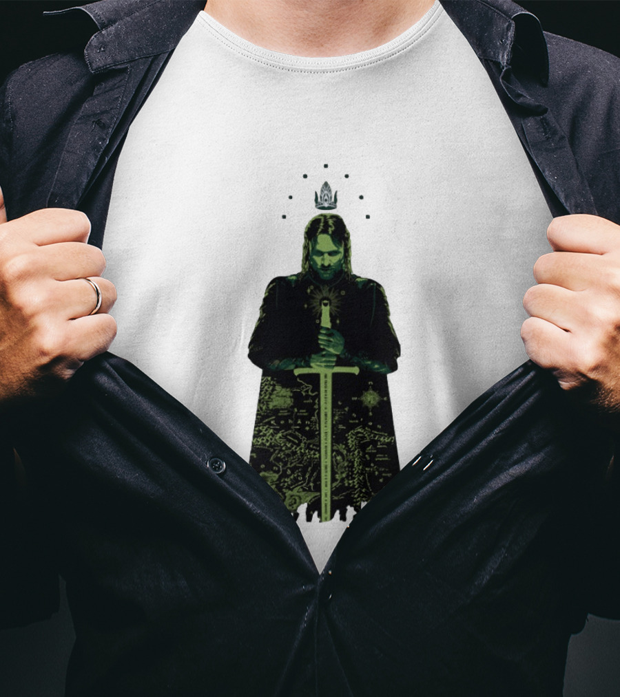The Lord Of The Rings Aragorn Sword Map Middle Earth King T-Shirt