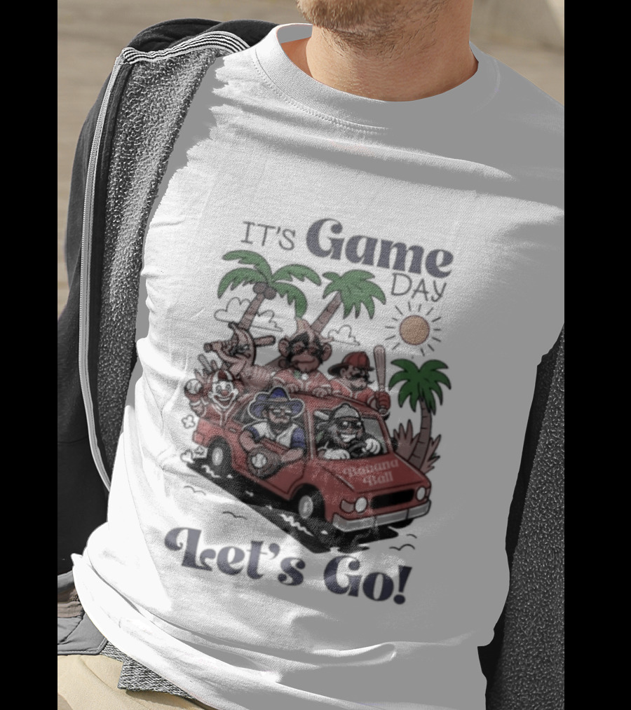 It's Game Day Let's Go Banana Ball Van And Palm Trees Adventure T-Shirt