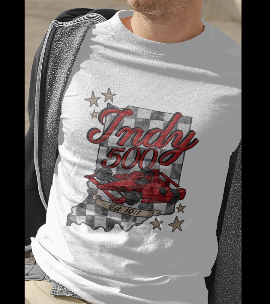 Indy 500 Racing Checkered Flag Red Race Car Est. 1911 Indianapolis T-Shirt