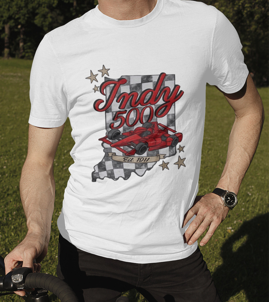 Indy 500 Racing Checkered Flag Red Race Car Est. 1911 Indianapolis T-Shirt
