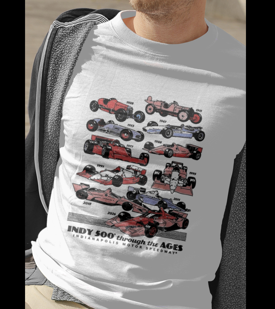Indy 500 Through The Ages 2026 Racing Cars Evolution T-Shirt