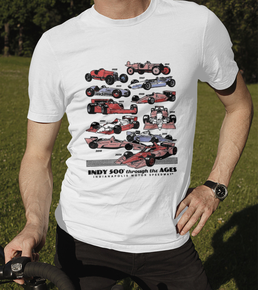 Indy 500 Through The Ages 2026 Racing Cars Evolution T-Shirt