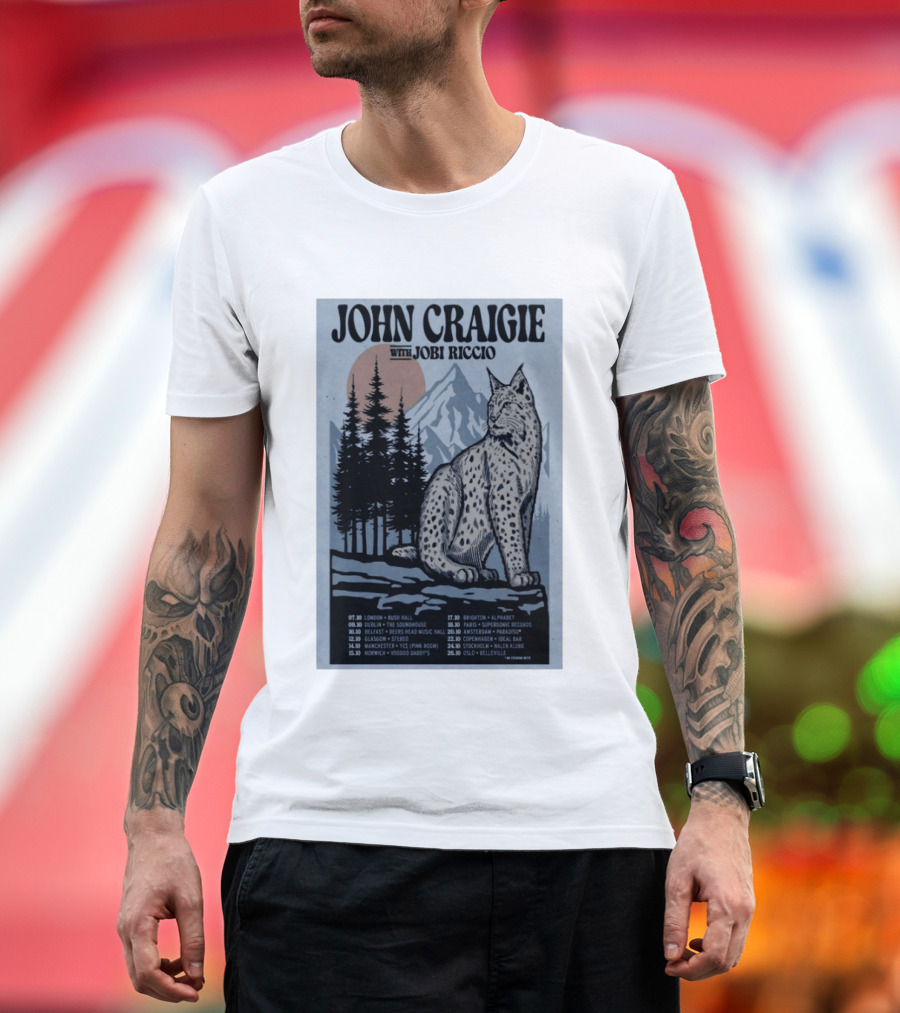 John Craigie With Jobi Riccio Tour 2026 Europe Concert Dates Lynx Mountain Forest T-Shirt