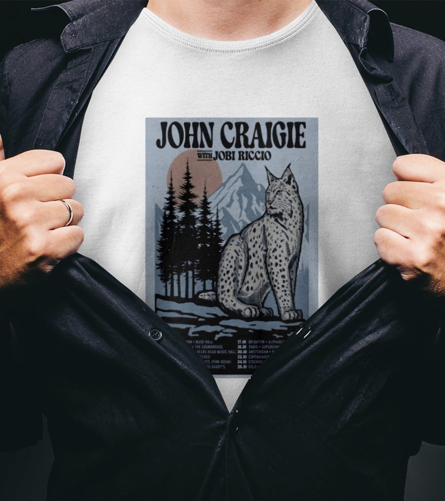 John Craigie With Jobi Riccio Tour 2026 Europe Concert Dates Lynx Mountain Forest T-Shirt