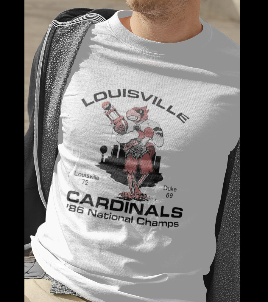 Louisville Cardinals 1986 National Champs Skyline Trophy T-Shirt