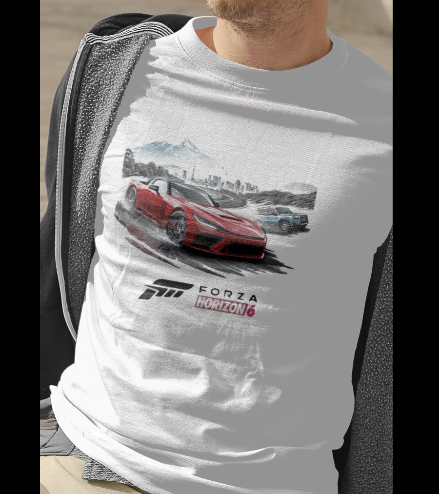 Forza Horizon 6 Red Sports Car And SUV Racing Scene T-Shirt