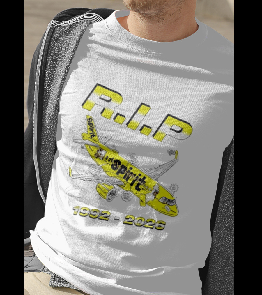 RIP Spirit Airlines 1992 2026 Yellow Plane Cartoon T-Shirt