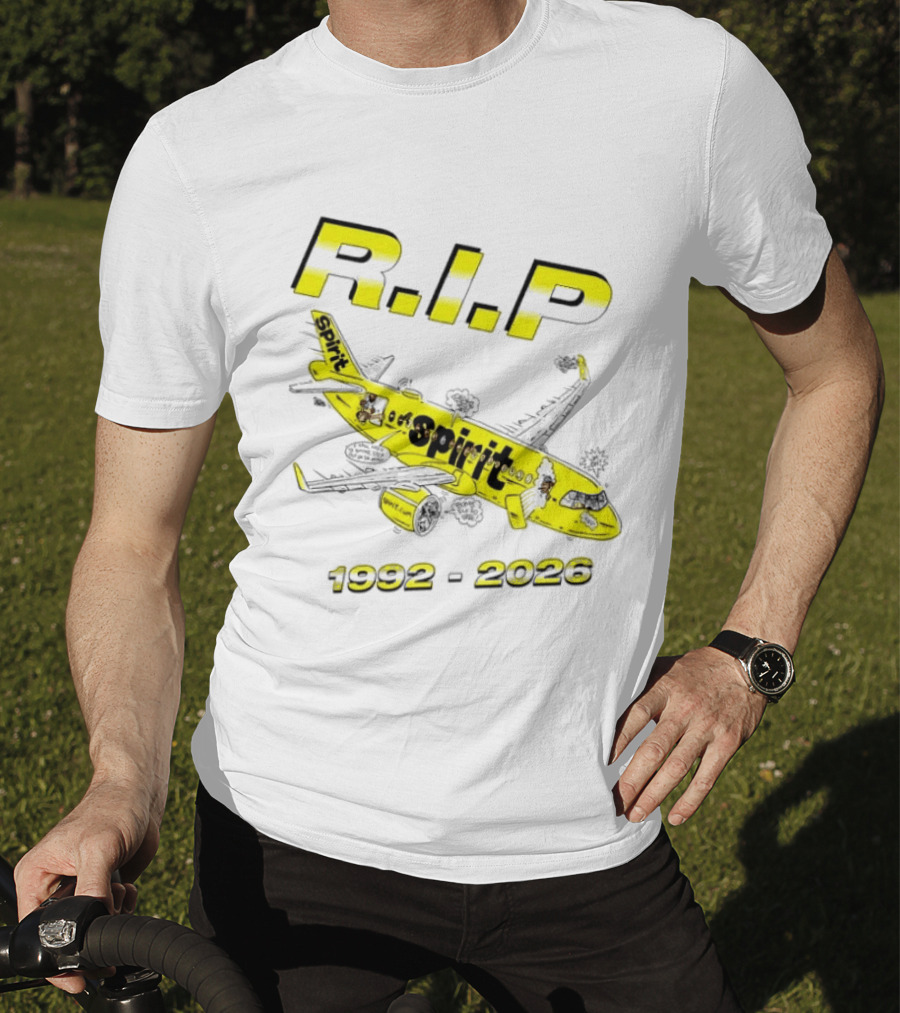 RIP Spirit Airlines 1992 2026 Yellow Plane Cartoon T-Shirt