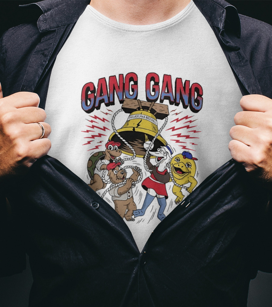 Philadelphia Phillies Liberty Bell Characters Gang Gang T-Shirt