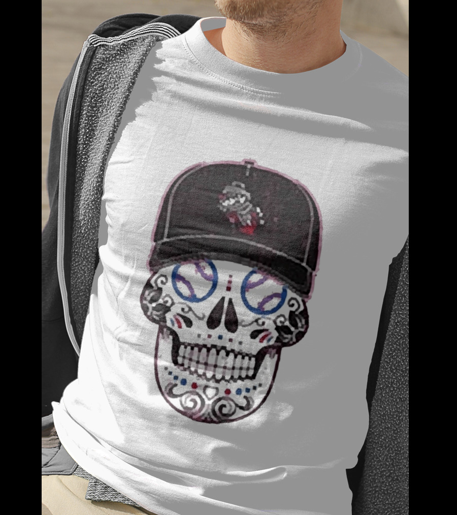 Rocket City Trash Pandas Sugar Skull Hat Baseball T-Shirt