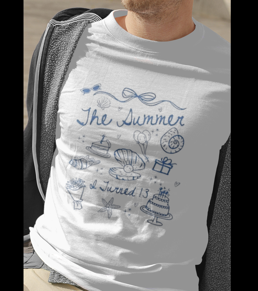 The Summer I Turned 13 Coastal Seashell Birthday Bow T-Shirt
