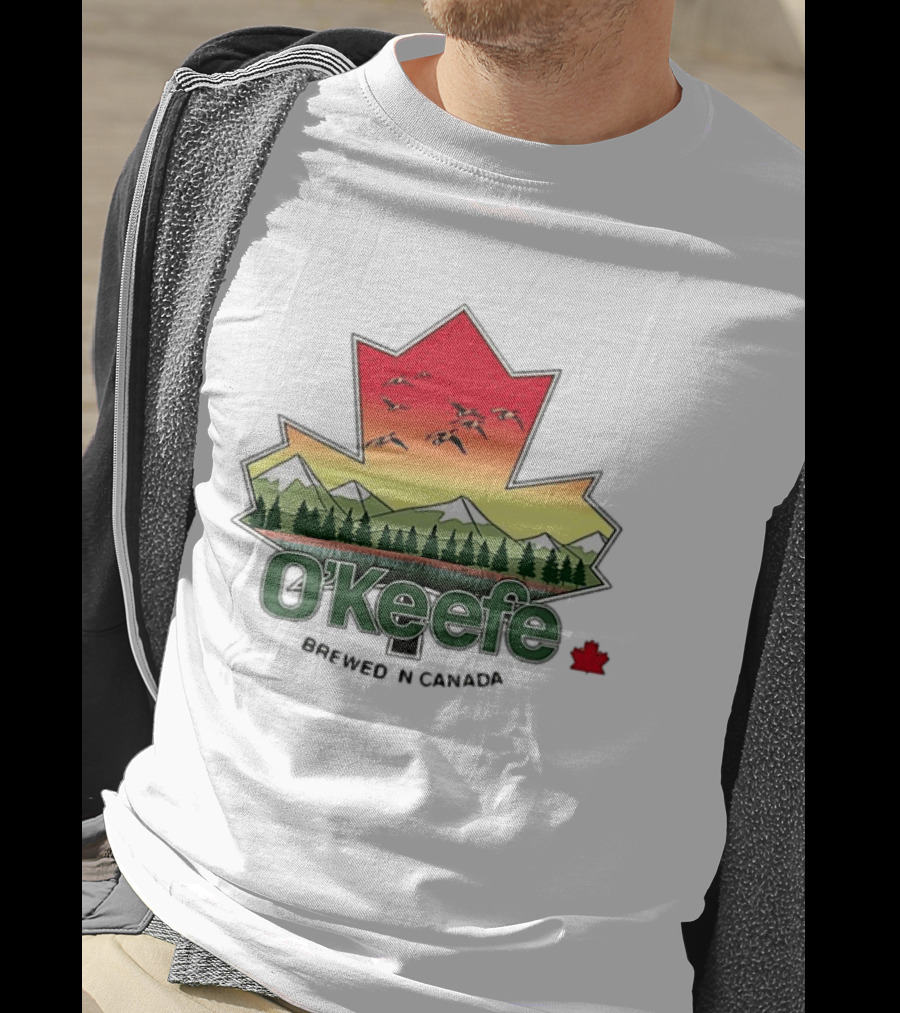 O'Keefe Brewed In Canada Maple Leaf Mountains And Geese T-Shirt