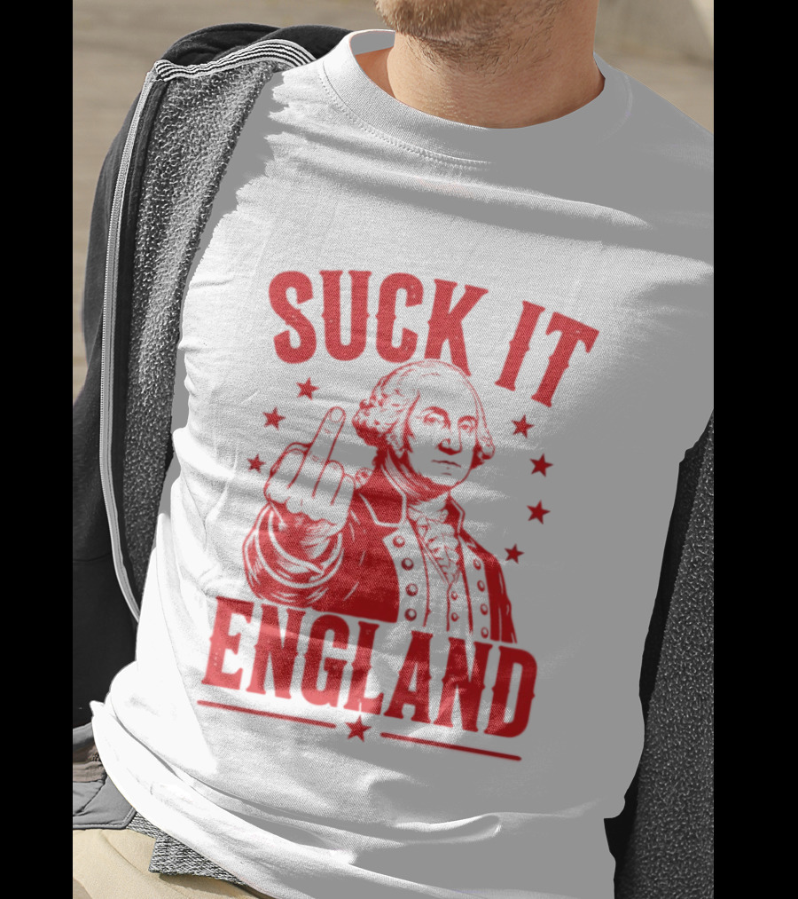 Suck It England George Washington Middle Finger Gesture T-Shirt