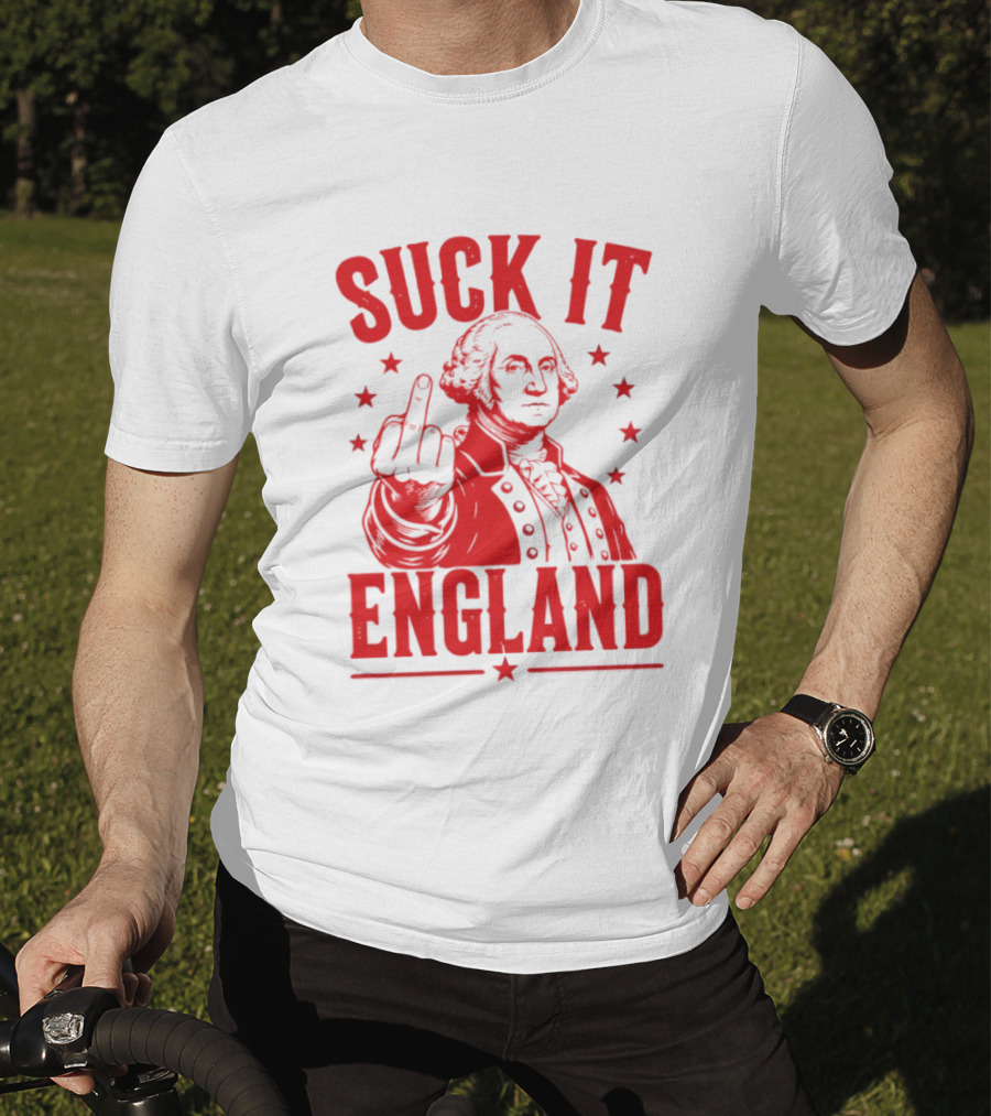 Suck It England George Washington Middle Finger Gesture T-Shirt