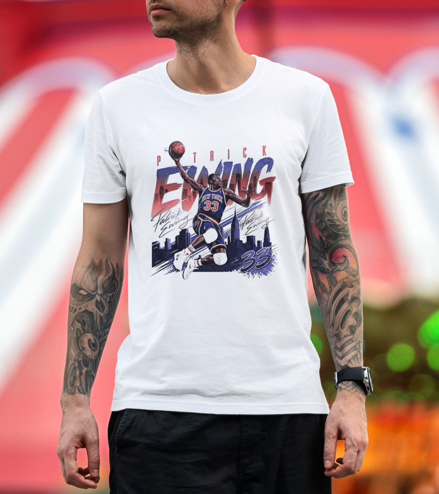 Patrick Ewing New York Knicks Skyline 33 T-Shirt