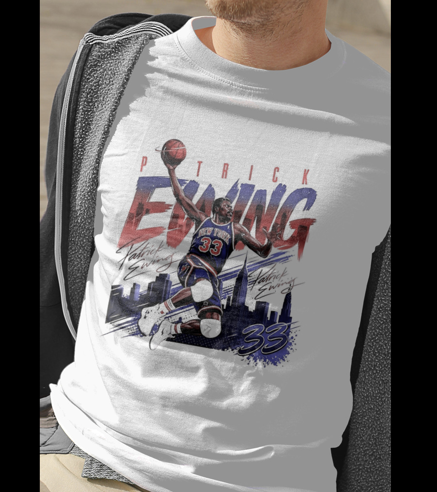 Patrick Ewing New York Knicks Skyline 33 T-Shirt