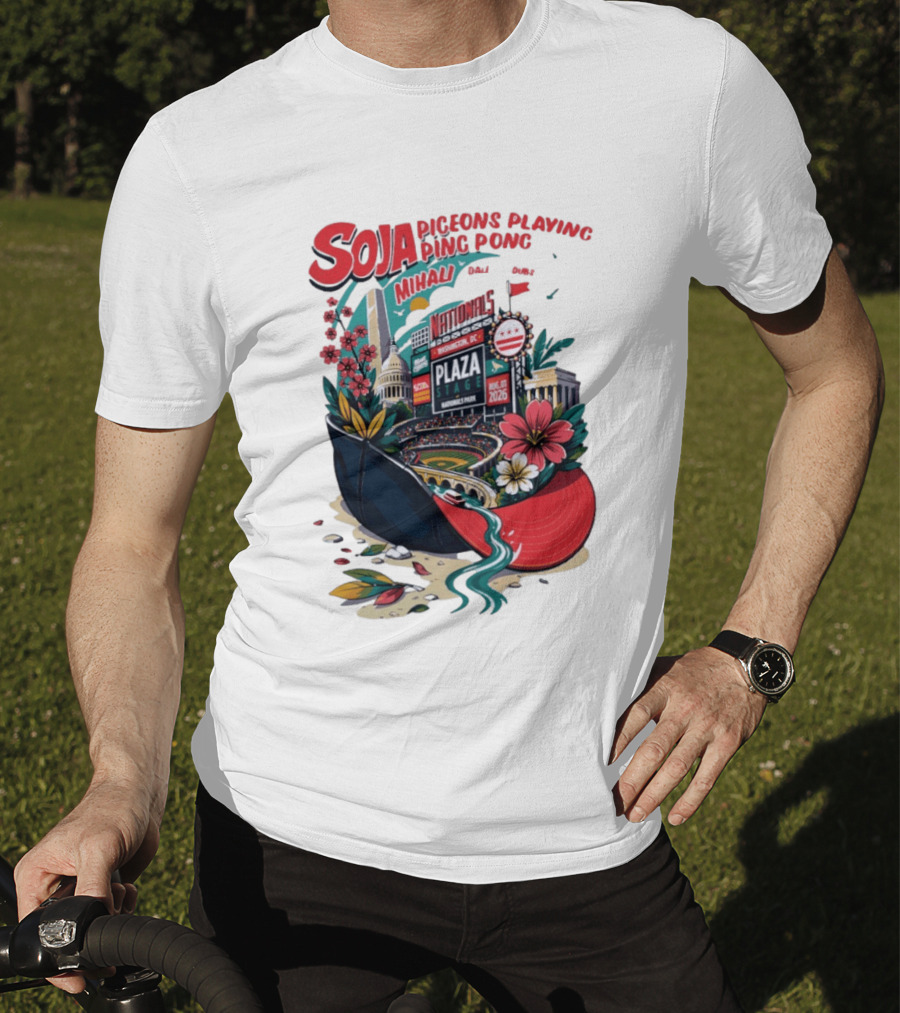 SOJA Pigeons Playing Ping Pong Mihali Nationals Park Plaza Stage DC August 1 2026 T-Shirt