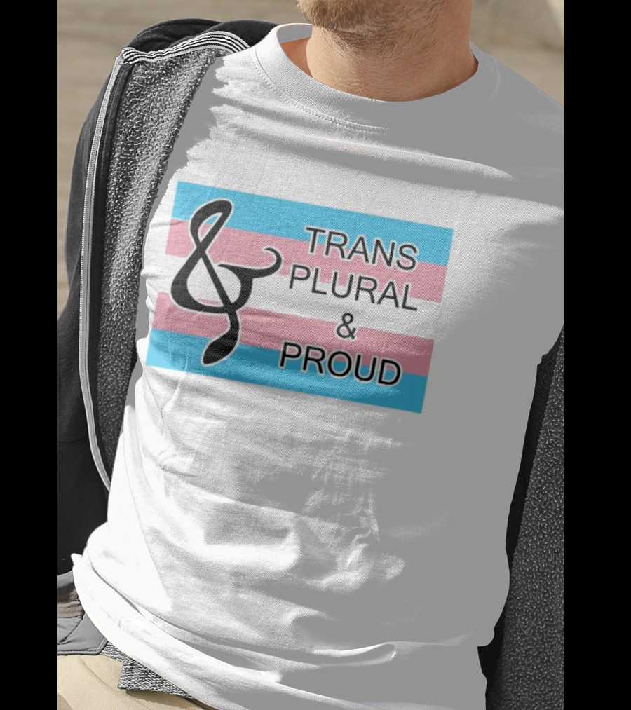 Trans Plural And Proud Treble Clef Pink Blue Flag T-Shirt