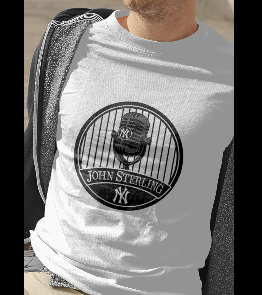 New York Yankees John Sterling Commemorative Patch With Microphone T-Shirt