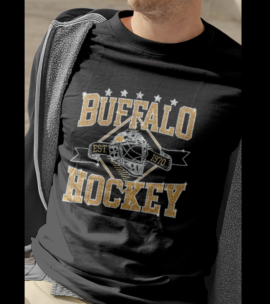 Buffalo Hockey Est 1970 Vintage Style Goalie Mask Five Stars T-Shirt