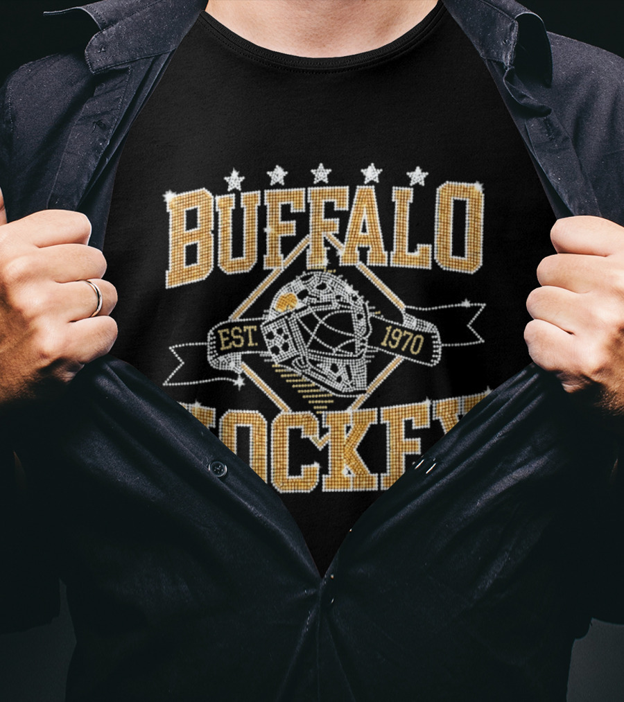 Buffalo Hockey Est 1970 Vintage Style Goalie Mask Five Stars T-Shirt